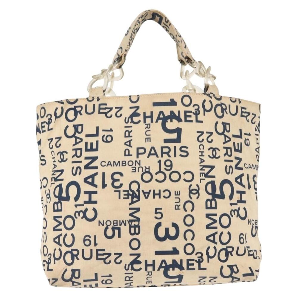 Chanel Canvas Bysy Line Tote Bag White